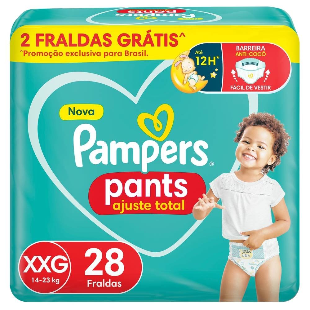 Fralda Pampers Pants Mega Ajuste Total Xxg Com 28 Unidades