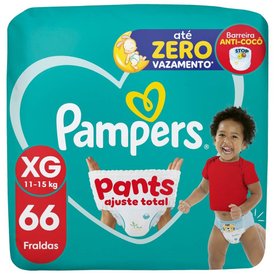FRALDA PAMPERS PANTS AJUSTE TOTAL TAMANHO XG 66 UNIDADES