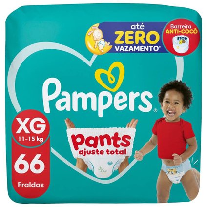 FRALDA PAMPERS PANTS AJUSTE TOTAL TAMANHO XG 66 UNIDADES