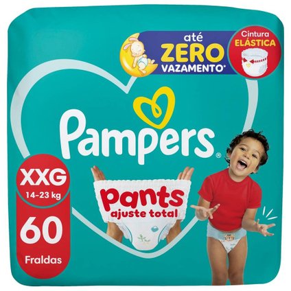 FRALDAS PAMPERS PANTS AJUSTE TOTAL TAMANHO XXG 60 UNIDADES