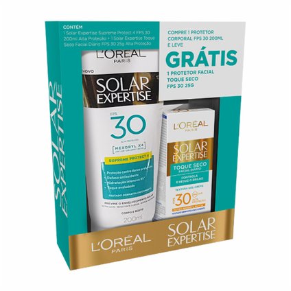 PROTETOR SOLAR EXPERTISE FPS 30 200ML GRÁTIS PROTETOR SOLAR FACIAL TOQUE SECO 25G