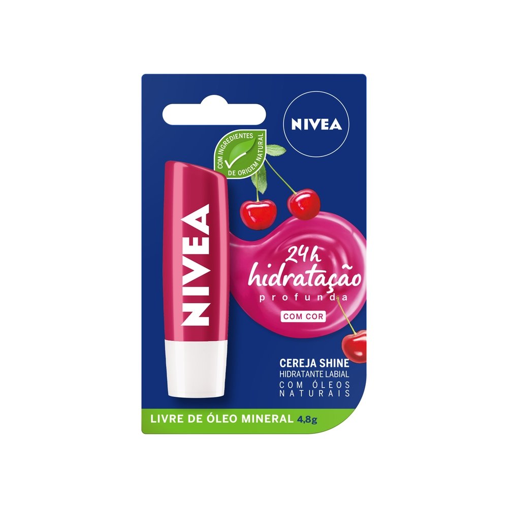 HIDRATANTE LABIAL NIVEA CEREJA SHINE HIDRATAÇÃO PROFUNDA 4,8G