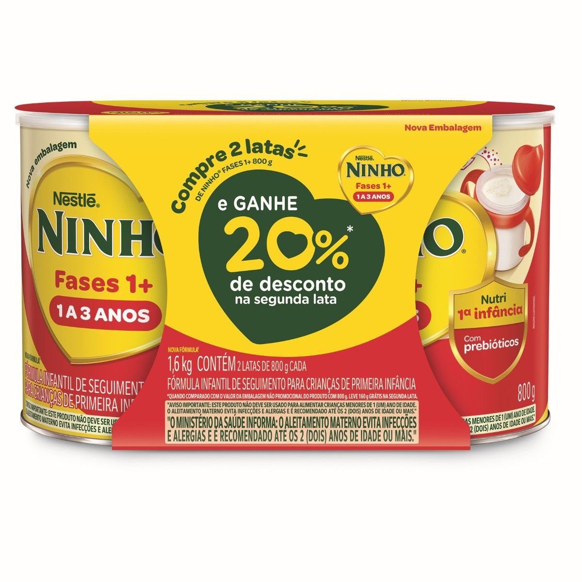 Kit Fórmula Infantil Ninho Fases 1+ 800g - 20% De Desconto Na 2ª Lata