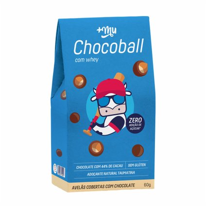 CHOCOLATE + MU CHOCOBALL DRAGEADO COM WHEY ZERO 60G