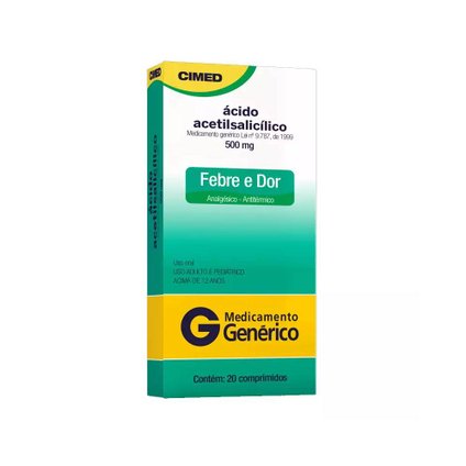 ÁCIDO ACETILSALICILICO 500MG 20 COMPRIMIDOS CIMED GENÉRICO