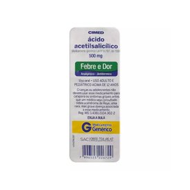 ACIDO ACETILSALICiLICO 500MG 10 COMPRIMIDOS CIMED GENÉRICO