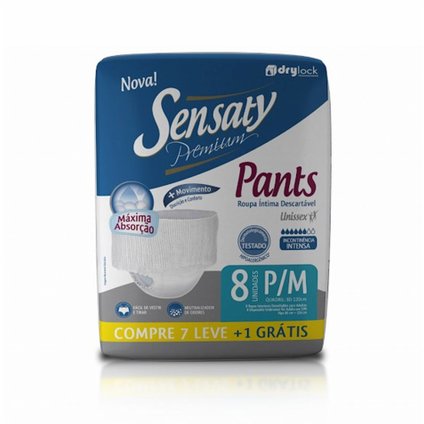 ROUPA ÍNTIMA UNISSEX SENSATY PANTS P/M COM 8 UNIDADES