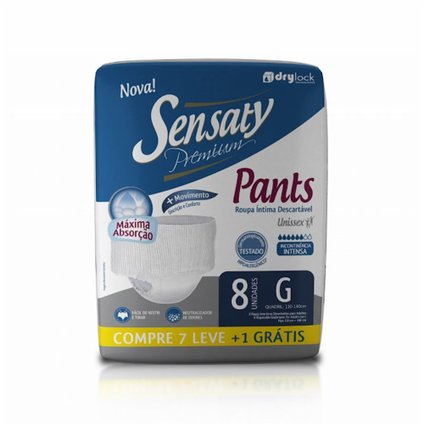ROUPA ÍNTIMA UNISSEX SENSATY PANTS G COM 8 UNIDADES