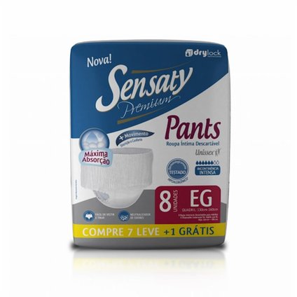 ROUPA ÍNTIMA UNISSEX SENSATY PANTS EG COM 8 UNIDADES