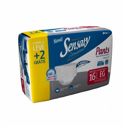 ROUPA ÍNTIMA UNISSEX SENSATY PANTS MEGA EG COM 16 UNIDADES