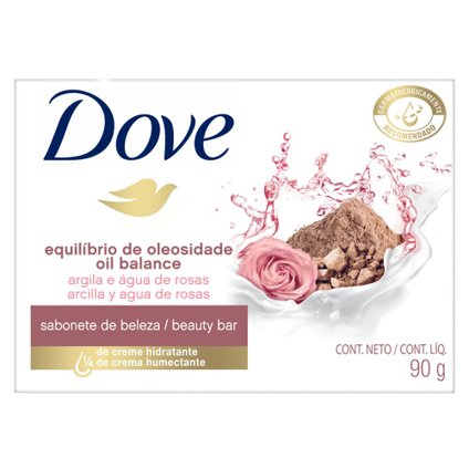 SABONETE EM BARRA DOVE EQUILÍBRIO DE OLEOSIDADE ARGILA  ÁGUA DE ROSAS 90G