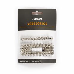 Grampo De Cabelo Panvel Acessorios Com Pedraria Fumê 2 Unidades
