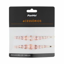 Grampo De Cabelo Panvel Acessorios Com Pedraria Rosé 2 Unidades