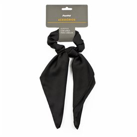 ELÁSTICO DE CABELO SCRUNCHIE COM LENÇO COR PRETA-  PANVEL ACESSÓRIOS COLEÇÃO FIM DE ANO