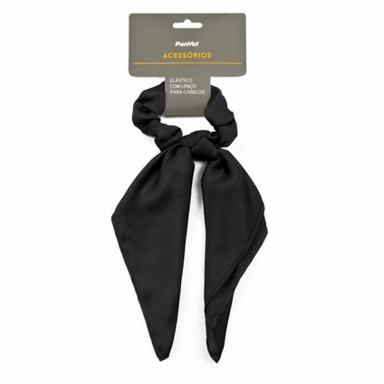 ELÁSTICO DE CABELO SCRUNCHIE COM LENÇO COR PRETA-  PANVEL ACESSÓRIOS COLEÇÃO FIM DE ANO