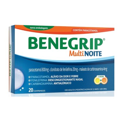 ANTIGRIPAL BENEGRIP MULTI NOITE 20 COMPRIMIDOS