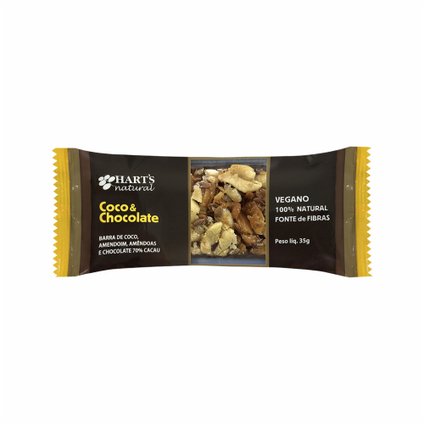 BARRA DE NUTS HARTS COCO E CHOCOLATE 35G