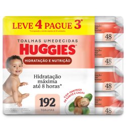 Lenços Umedecidos Huggies Hidratação E Nutrição Contra Assaduras Leve 4 Pague 3 - 192 Unidades