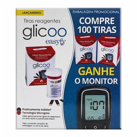 TIRAS REAGENTES GLICOO COM 100 UNIDADES + GRÁTIS KIT MONITOR DE GLICEMIA GLICOO