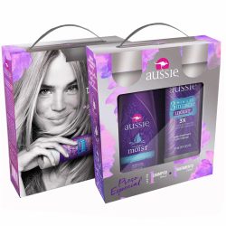 Kit Aussie Moist Shampoo 180ml + Tratamento 3 Minutos 236ml
