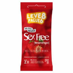 Preservativo Sex Free Morango Leve 8 Pague 6