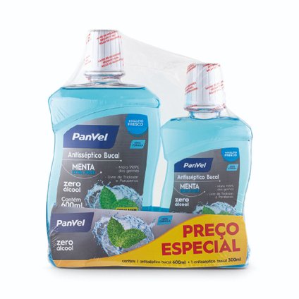 ENXAGUATÓRIO BUCAL PANVEL EXTRA FORTE 600ML + 300ML