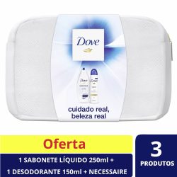 Kit Dove Sabonete Liq 250ml + Desodorante Original 150ml + Necessaire