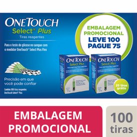 TIRAS REAGENTES ONETOUCH SELECT PLUS LEVE 100 PAGUE 75
