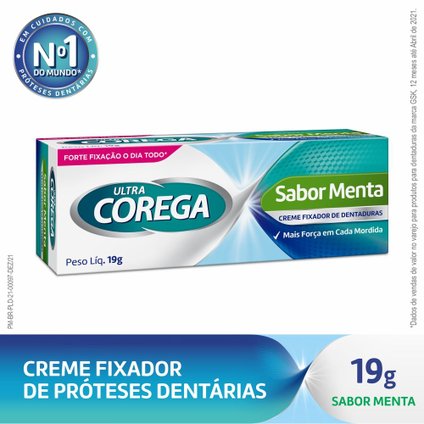 CREME FIXADOR DE PRÓTESE COM FORTE FIXAÇÃO ULTRA COREGA SABOR MENTA 19G