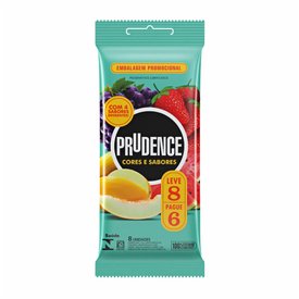PRESERVATIVO PRUDENCE CORES E SABORES MIX LEVE 8 E PAGUE 6