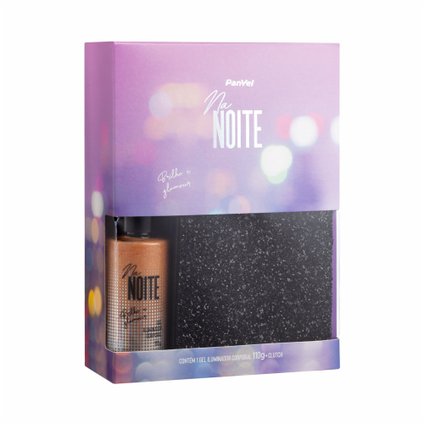KIT PANVEL NA NOITE COM 1 GEL ILUMINADOR CORPORAL 110G + NÉCESSAIRE GLITTER