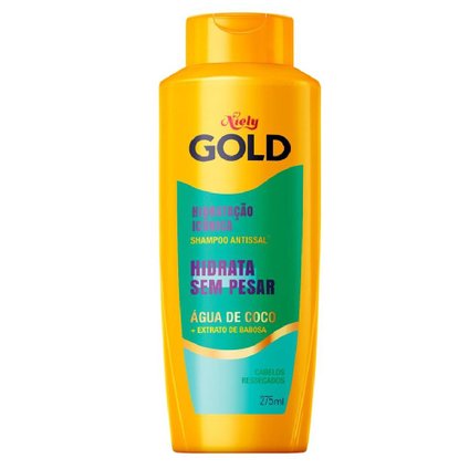 SHAMPOO NIELY GOLD HIDRATAÇÃO MILAGROSA ÁGUA DE COCO + EXTRATO DE BABOSA 275ML