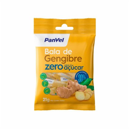BALA DE GENGIBRE PANVEL ZERO ADIÇÃO DE AÇUCAR 21G