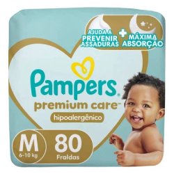 Fraldas Pampers Premium Care Tamanho M 80 Unidades