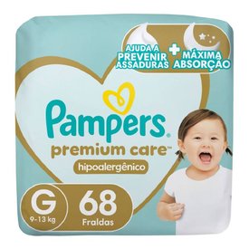 FRALDAS PAMPERS PREMIUM CARE TAMANHO G 68 UNIDADES