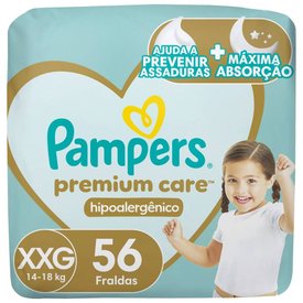 FRALDAS PAMPERS PREMIUM CARE TAMANHO XXG 56 UNIDADES