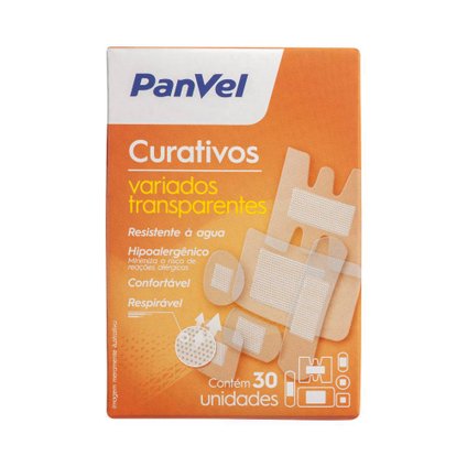 CURATIVO PANVEL TRANSPARENTE FORMAS VARIADAS COM 30 UNIDADES