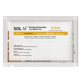 SERINGA INSULINA SOL-M 0,5 ML 6 X 0,25 BAG C/10