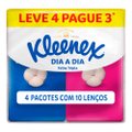 LENÇO KLEENEX DIA A DIA FOLHA TRIPLA LEVE 4 PAGUE 3 COM 10 UNIDADES CADA