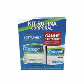 KIT PROMOCIONAL CETAPHIL LOÇÃO HIDRATANTE 473ML GRÁTIS CETAPHIL SABONETE BARRA LIMPEZA PROFUNDA 127G