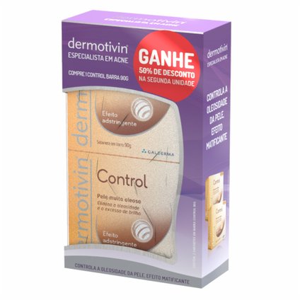 KIT PROMOCIONAL SABONETE BARRA DERMOTIVIN CONTROL SABONETE BARRA 90G COM DESCONTO DE 50% NA SEGUNDA