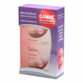 KIT PROMOCIONAL SABONETE BARRA DERMOTIVIN SALIX 90G COM DESCONTO DE 50% NA SEGUNDA UNIDADE
