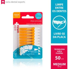 ESCOVA INTERDENTAL EDEL+WHITE PICK STICKS S-L COM 50 UNIDADES