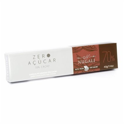 CHOCOLATE NUGALI AMARGO 70 CACAU ZERO AÇÚCAR 40G