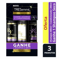 Kit Tresemme Reconstrução E Força Shampoo 400 Ml + Condicionador 200ml + Shampoo Seco Grátis