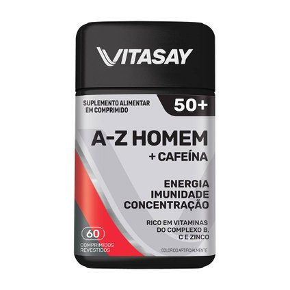 SUPLEMENTO VITAMÍNICO VITASAY 50+ HOMEM A-Z + CAFEÍNA 60 COMPRIMIDOS