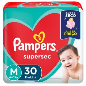 FRALDA PAMPERS SUPERSEC PACOTÃO M COM 30 UNIDADES