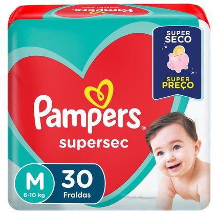 FRALDA PAMPERS SUPERSEC PACOTÃO M COM 30 UNIDADES