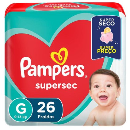 FRALDA PAMPERS SUPERSEC PACOTÃO G COM 26 UNIDADES