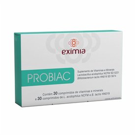 EXIMIA PROBIAC COM 30 COMPRIMIDOS DE ASSOCIAÇÃO DE PROBIÓTICOS + 30 COMPRIMIDOS DE VITAMINAS E MINER